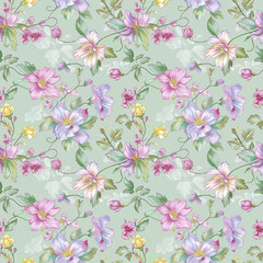 Floral variety color, form nature, seamless fabric pattern.