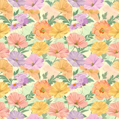 Floral variety color, form nature, seamless fabric pattern.