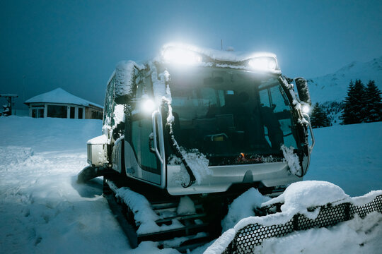 Parked Snow Groomer Outdoors