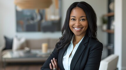 Portrait of happy female real estate agent. 