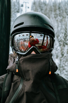 Skier With Reflective Goggles