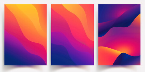Obraz premium Cover gradient design set. abstract color. Minimal fluid design collection. Business or advertising design. Bright dynamic color for poster, flyer, banner. Vector illustration