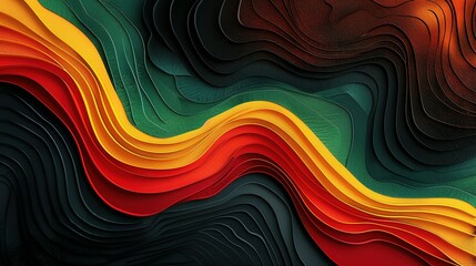 Obraz premium Graphic Tribute: Red, Yellow, Green Lines on Black for Black History