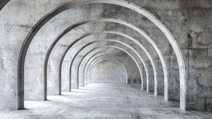 Fototapeta premium Futuristic interior with concrete arches in perspective