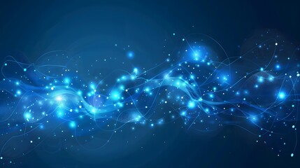 Abstract blue light trails in the dark, motion blur effect