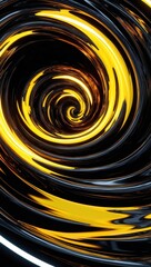 In a mesmerizing swirl of black, and yellow, accentuated by a vibrant glow