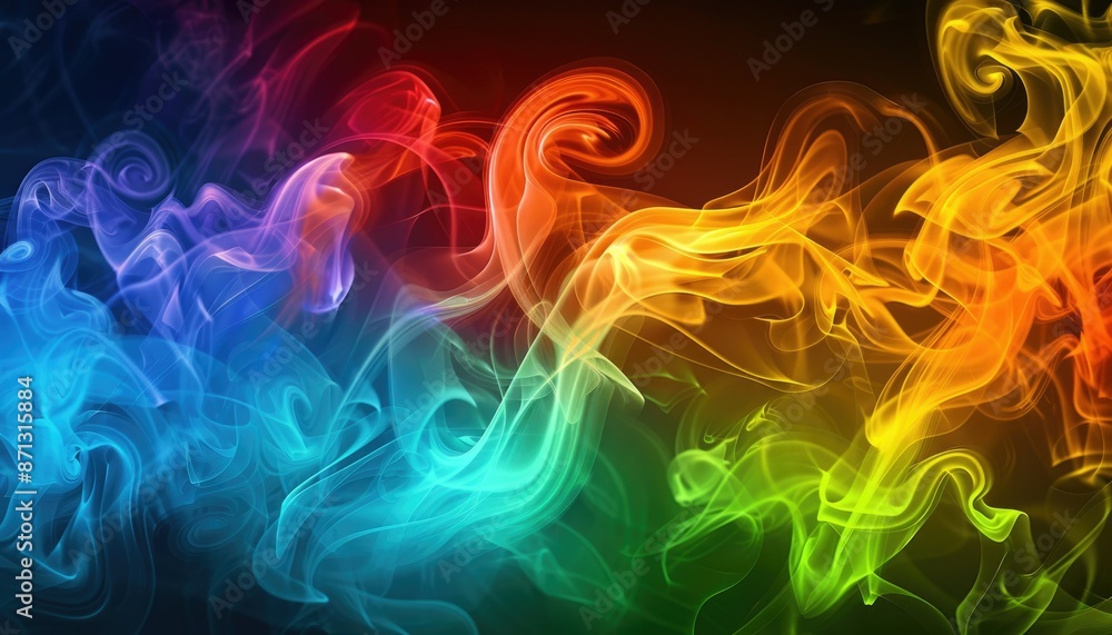 Aufkleber abstract image with swirling rainbowcolored smoke on dark background, creating mesmerizing visual ex
