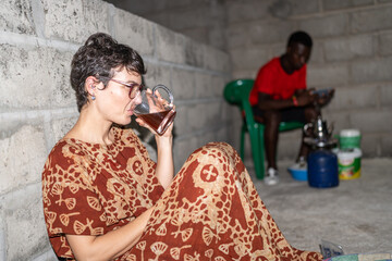 Relaxing moments on an african terrace