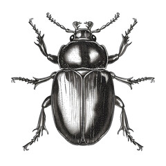 Black And White Drawing Beetle lllustration Art, Generative AI