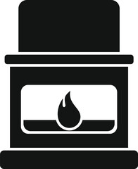 Simple black silhouette of a fireplace burning, providing warmth and a cozy atmosphere