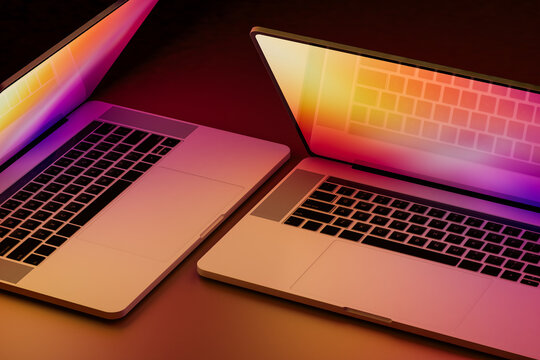 Two laptops on table
