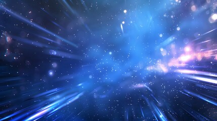 Obraz premium Abstract blue light trails in the dark, motion blur effect