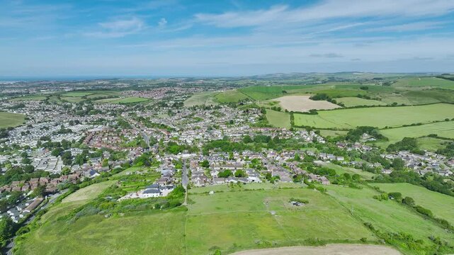 Aerial View of Preston and Weymouth from Osmington Hill, Dorset, England
