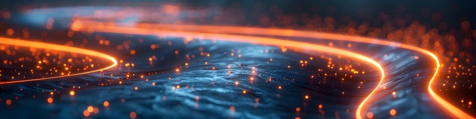 Fototapeta premium 3d rendering of a futuristic road with lights