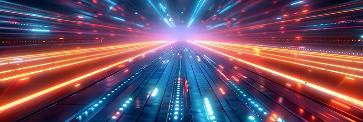 Obraz premium 3d rendering of a futuristic road with lights