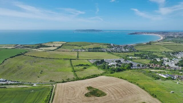 Aerial View of Preston and Weymouth from Osmington Hill, Dorset, England