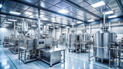 Fototapeta premium Line output A high-tech pharmaceutical manufacturing facility producing vaccines and medicines, vaccine