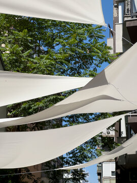 White sun shade sails