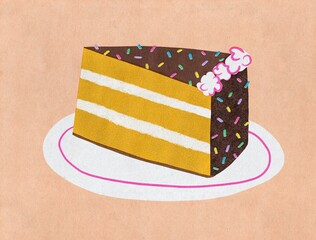 Delicious Chocolate Cake Slice minimal food illustration