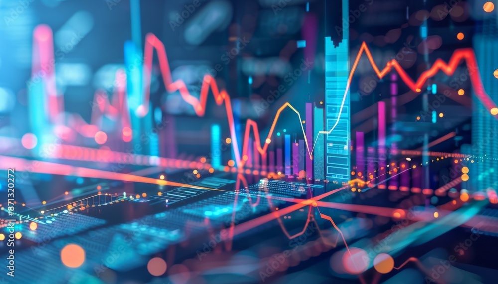 Poster conveys wealth management include visual elements such as banking, graph, artificial intelligence