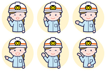 女性救急隊員のポーズセット_03