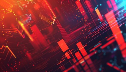 Obraz premium an eye-catching finance-related background for a social media post that combines elements of financial charts, money symbols, and a modern