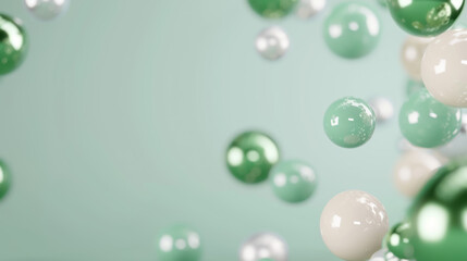Shiny green colored balls abstract background, 3D rendering