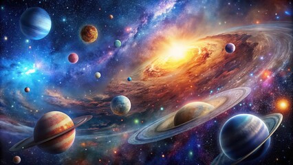 A stunning image capturing the beauty of celestial symphony with interstellar wonders , Cosmic, Masterpiece, Beauty, Celestial