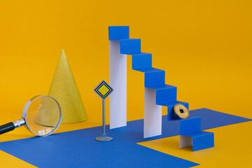 A minimalistic still life with a paper ladder