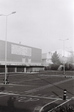 Empty parking near shopping moll 