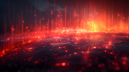 Abstract Futuristic Red and Blue Lighting Digital Landscape