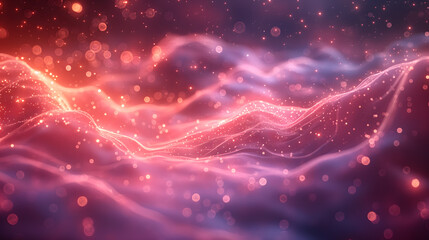 Mesmerizing Red Abstract Wave Background with Glittering Particles