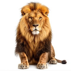 Fototapeta premium Majestic Lion Portrait with a White Background