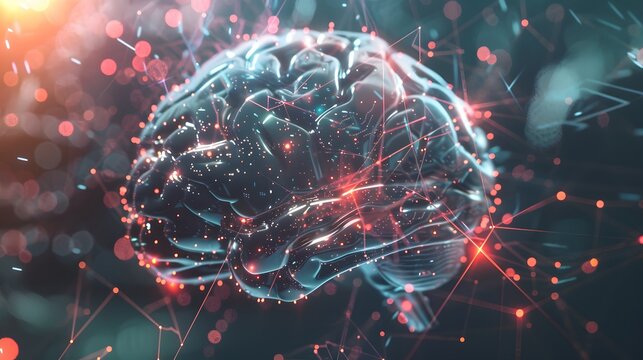 Discover the striking visuals of AI and machine learning concepts., clean background, Photo stock style, clean background, no copyrighted logo, no letters