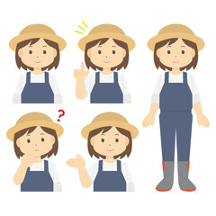 オーバーオールを着た女性のイラスト