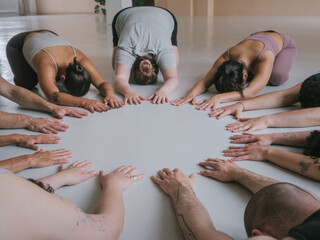 Yoga Community - Prayer Circle with Anonymous People