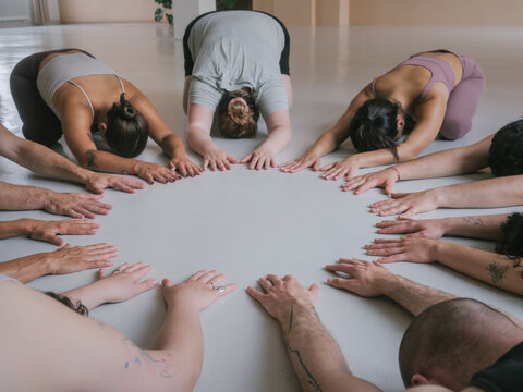 Yoga Community - Prayer Circle with Anonymous People