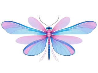 Dragonfly. Colorful. Clipart. Separate transparent background.