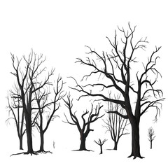 spooky trees isolated on a transparent background halloween element, isolated PNG background.