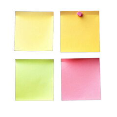Colorful note paper piece label isolated on transparent background