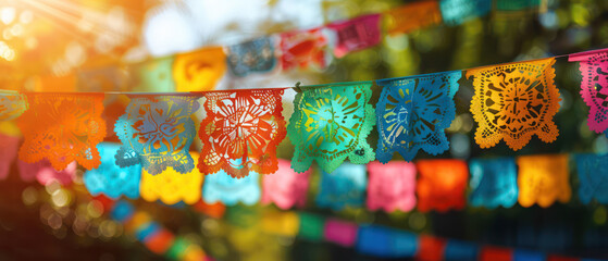 Hispanic Heritage Month flag decoration design style dia de los muertos, Mexican Traditional Festival. Creative theme of Hispanic Heritage Month, Sept 15 to Oct 15, using social media post