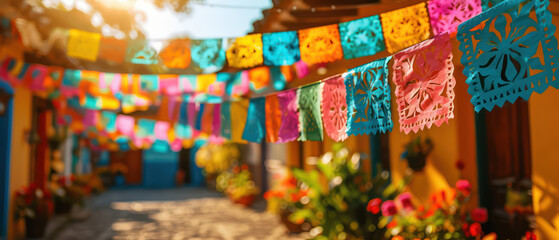 Fototapeta premium Hispanic Heritage Month flag decoration design style dia de los muertos, Mexican Traditional Festival. Creative theme of Hispanic Heritage Month, Sept 15 to Oct 15, using social media post