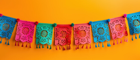 Hispanic Heritage Month flag decoration design style dia de los muertos, Mexican Traditional Festival. Creative theme of Hispanic Heritage Month, Sept 15 to Oct 15, using social media post