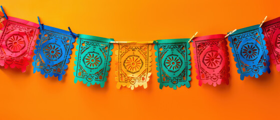Hispanic Heritage Month flag decoration design style dia de los muertos, Mexican Traditional Festival. Creative theme of Hispanic Heritage Month, Sept 15 to Oct 15, using social media post