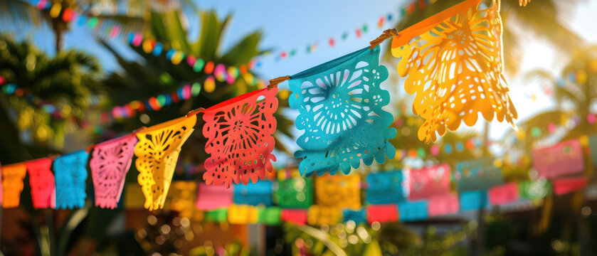 Hispanic Heritage Month flag decoration design style dia de los muertos, Mexican Traditional Festival. Creative theme of Hispanic Heritage Month, Sept 15 to Oct 15, using social media post