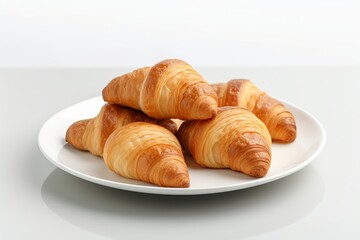 A plate of croissants is sitting on a table