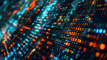 Obraz premium Data Encryption: A visually striking image of data streams transformed into intricate patterns of encrypted symbols, highlighting the importance of encryption in safeguarding sensitive information
