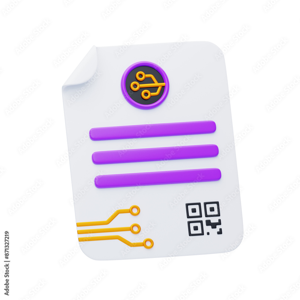 Aufkleber 3d smart contracts in the blockchain industry. 3d icon