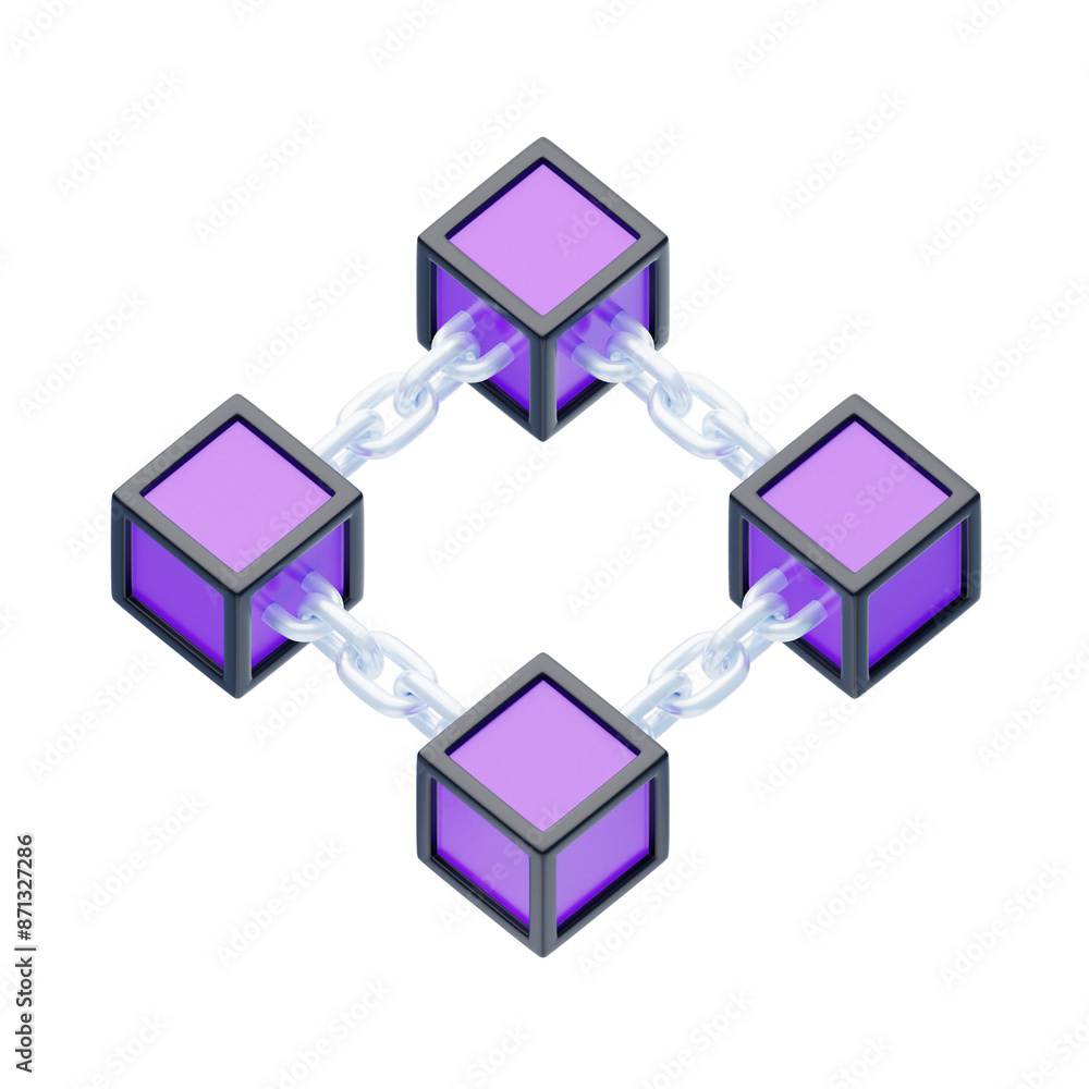 Poster 3d blockchain technology allows data to be stored. 3d icon
