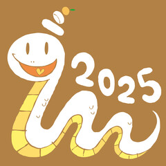 かわいいへびのイラスト素材　2025年年賀状 巳年　